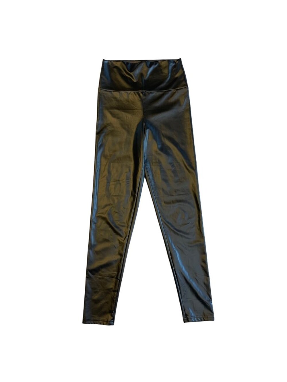 EVERBELLUS Faux Leather High-Rise Pull-on Wet Look Black Leggings size M